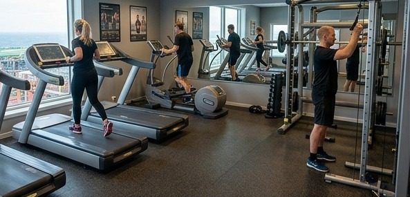 Offshore gym with treadmills and weights